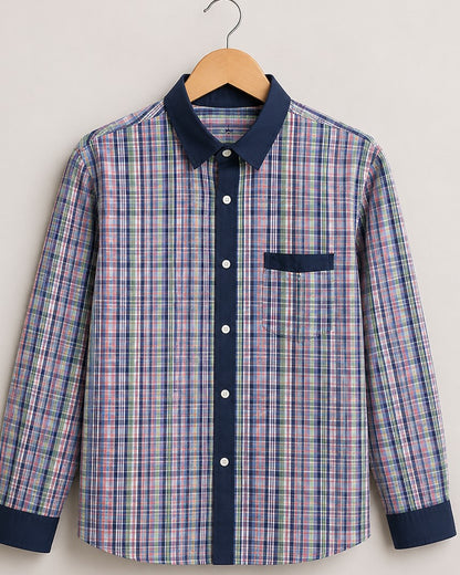 Full Shirt Blue Cheque_KDRA Style