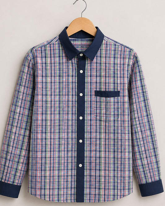 Full Shirt Blue Cheque_KDRA Style